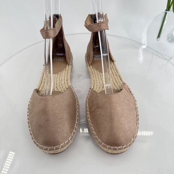 Eileen Fisher Womens Lal Espadrille Flat Size 8 Copper Gold Metallic Leather - Picture 6 of 16